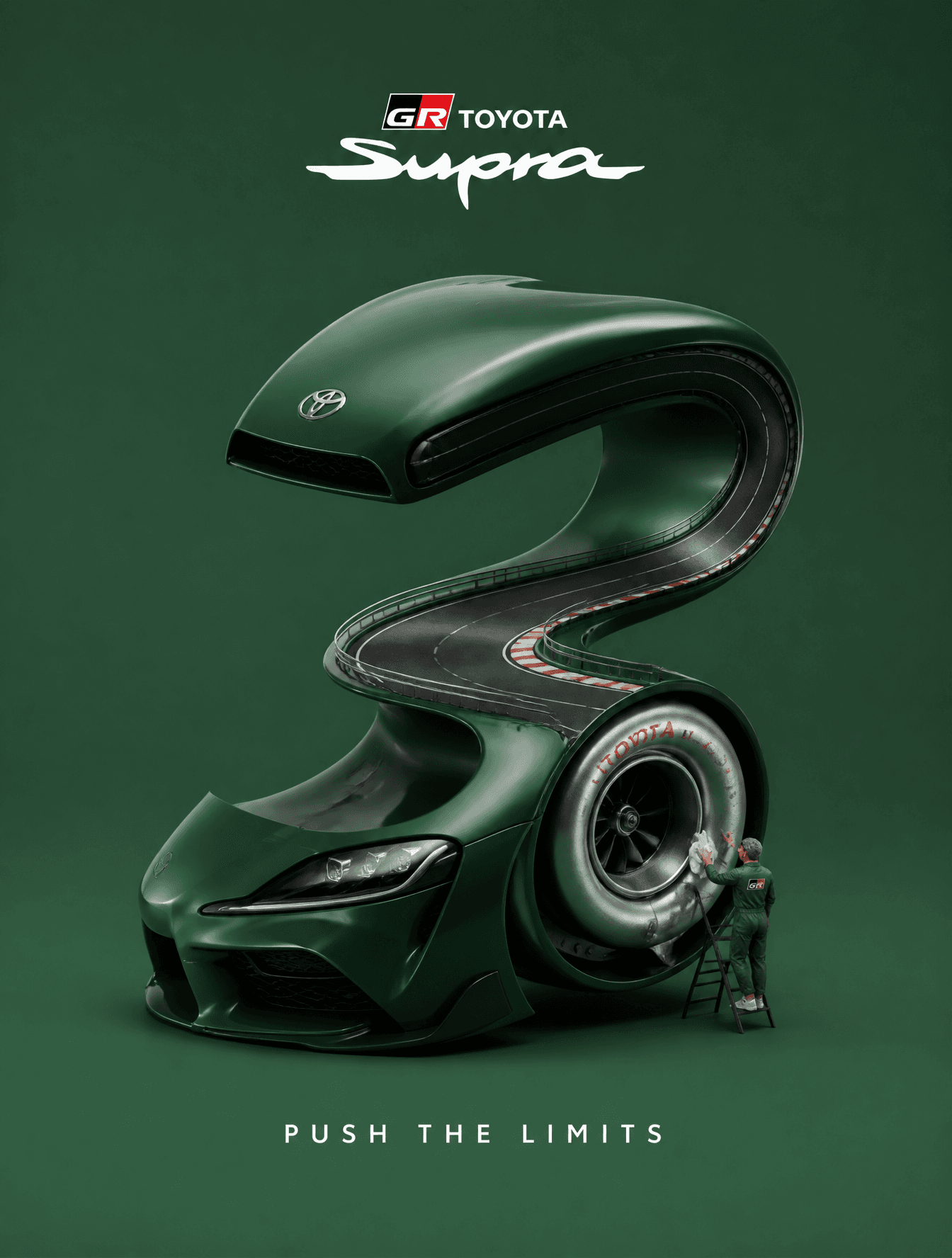Create a creative 3D advertisement for [ TOYOTA GR SUPRA ...