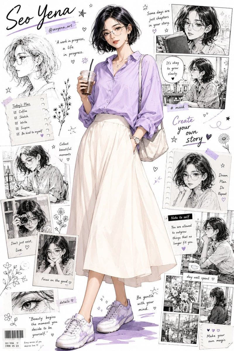 Semi-realistic anime-inspired portrait of a stylish young... 2