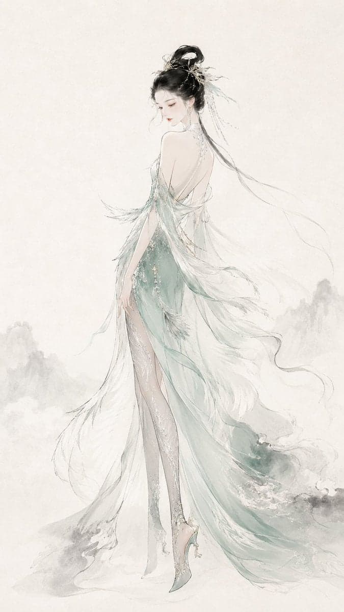 请生成一张 9:16 竖版的原创东方时装插画，主题为[主题名称]。 3