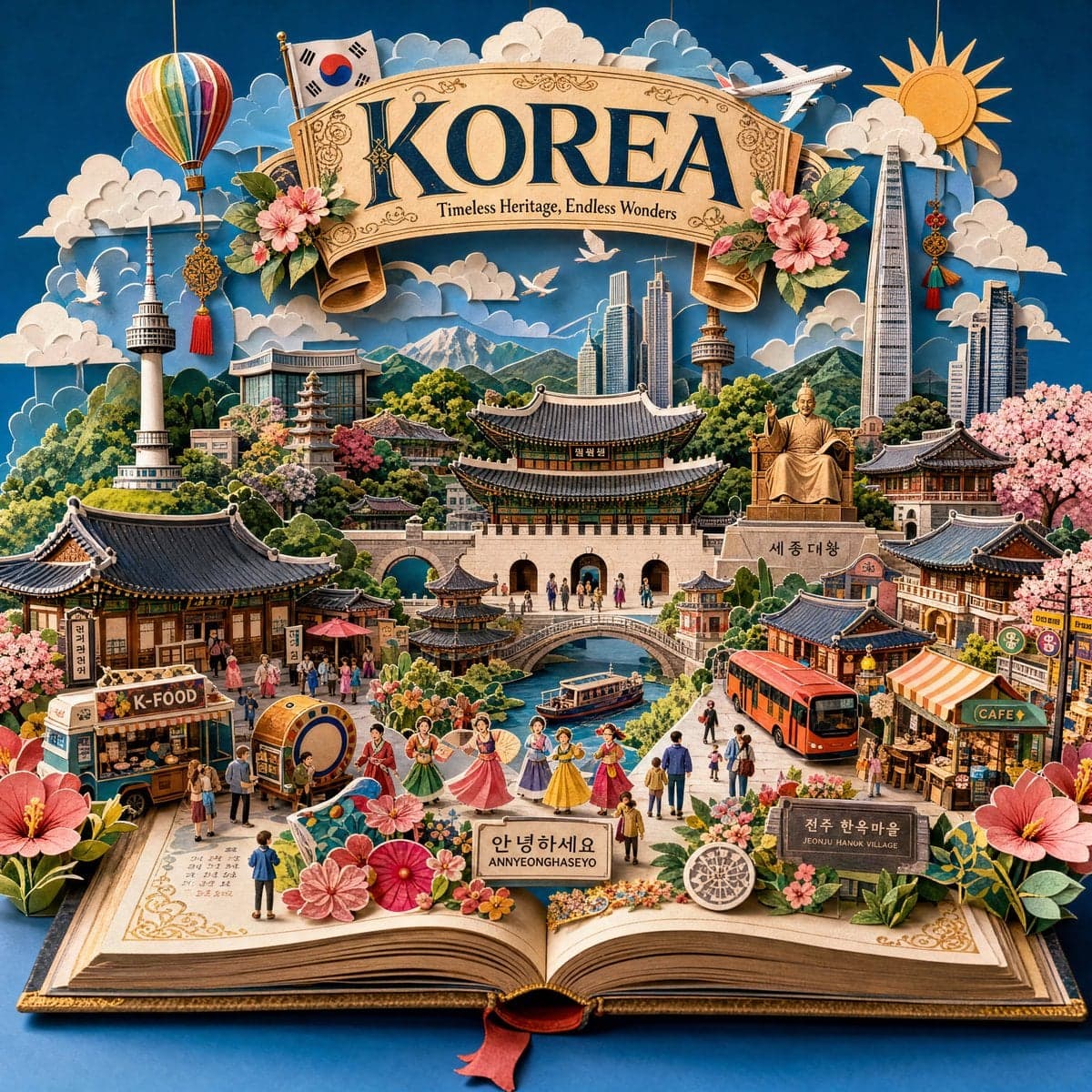 Create an ultra-detailed handcrafted 3D pop-up storybook ...