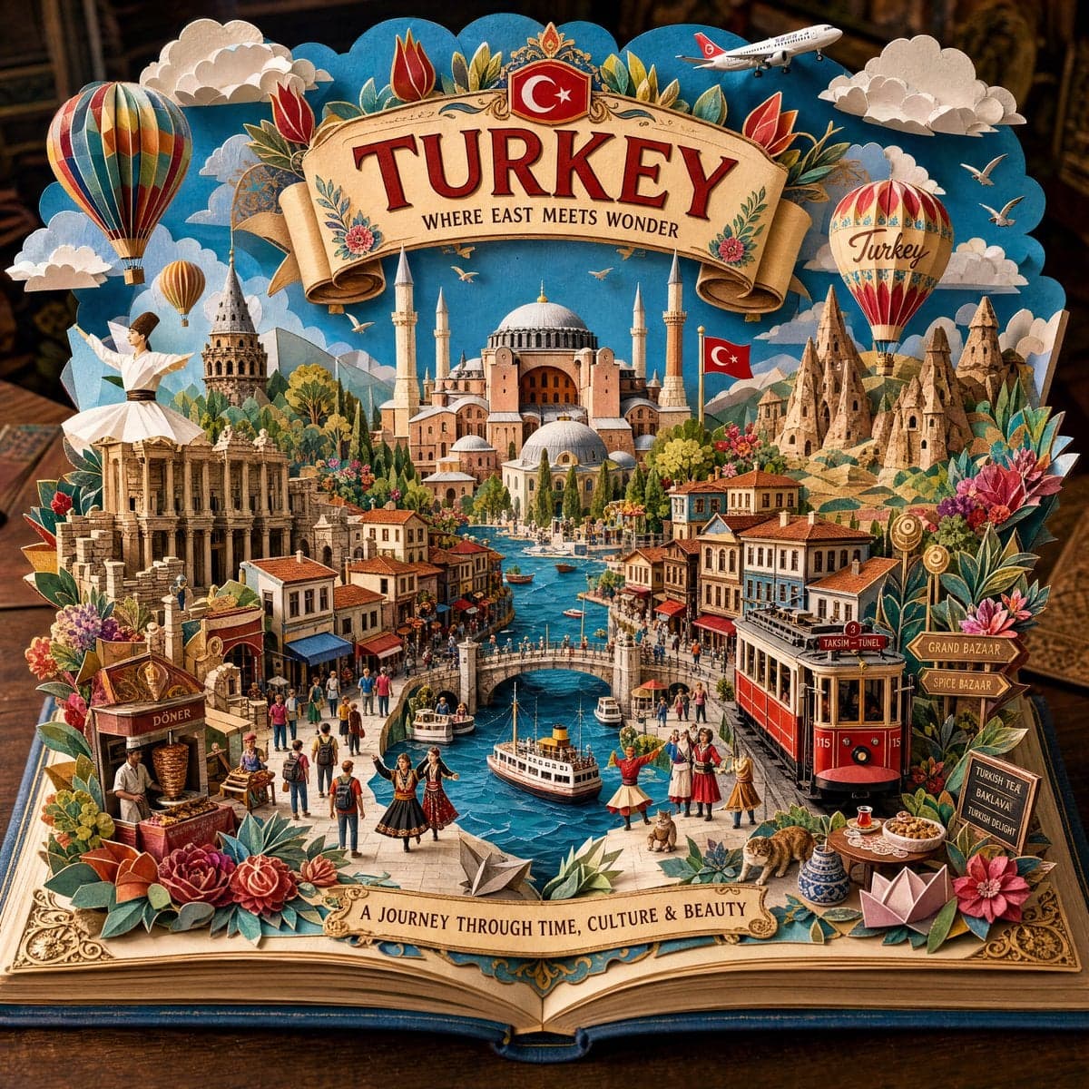 Create an ultra-detailed handcrafted 3D pop-up storybook ... 2