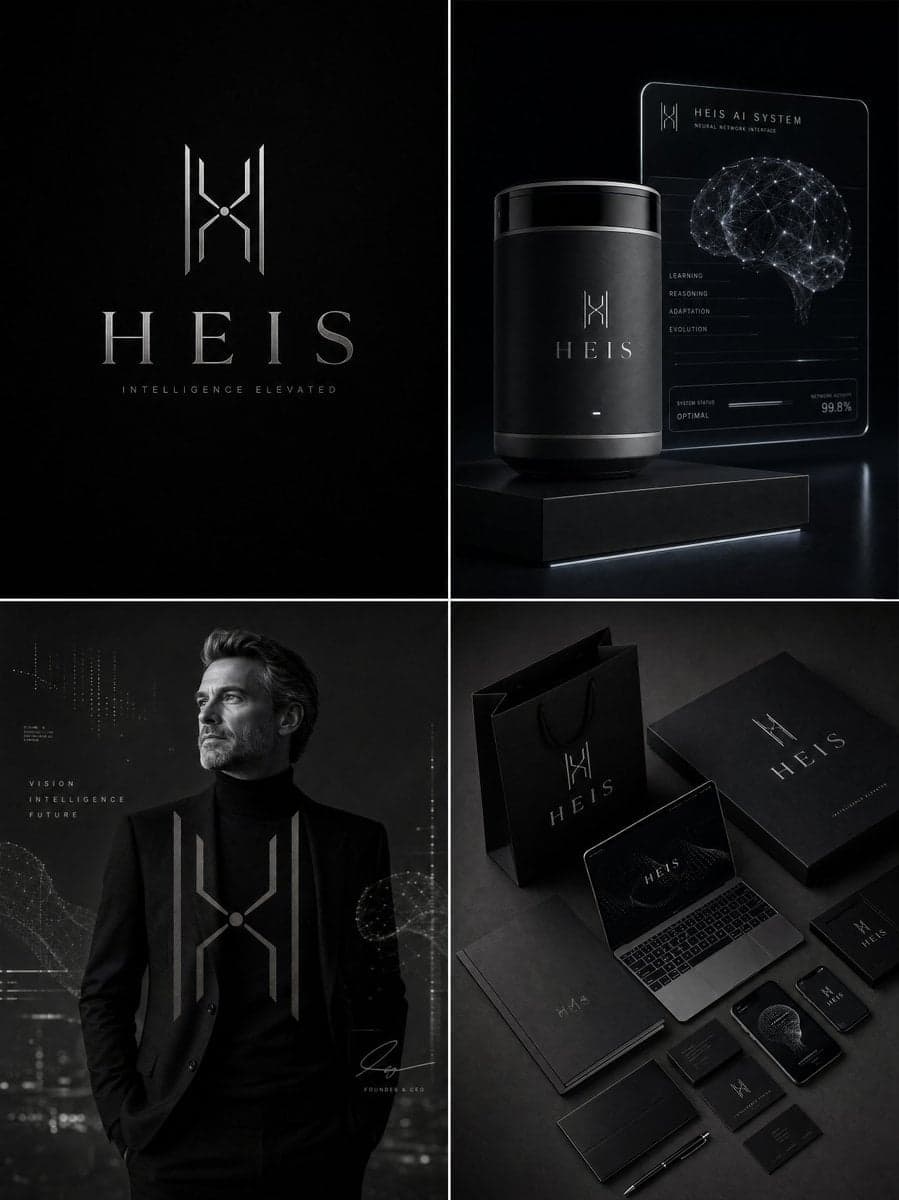 Luxury AI brand identity board for "[Brand Name]", ultra-...