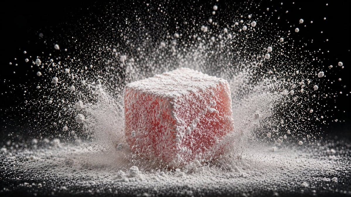 [Food Item] coated in [Powder Sugar Cocoa] being dropped ... 4
