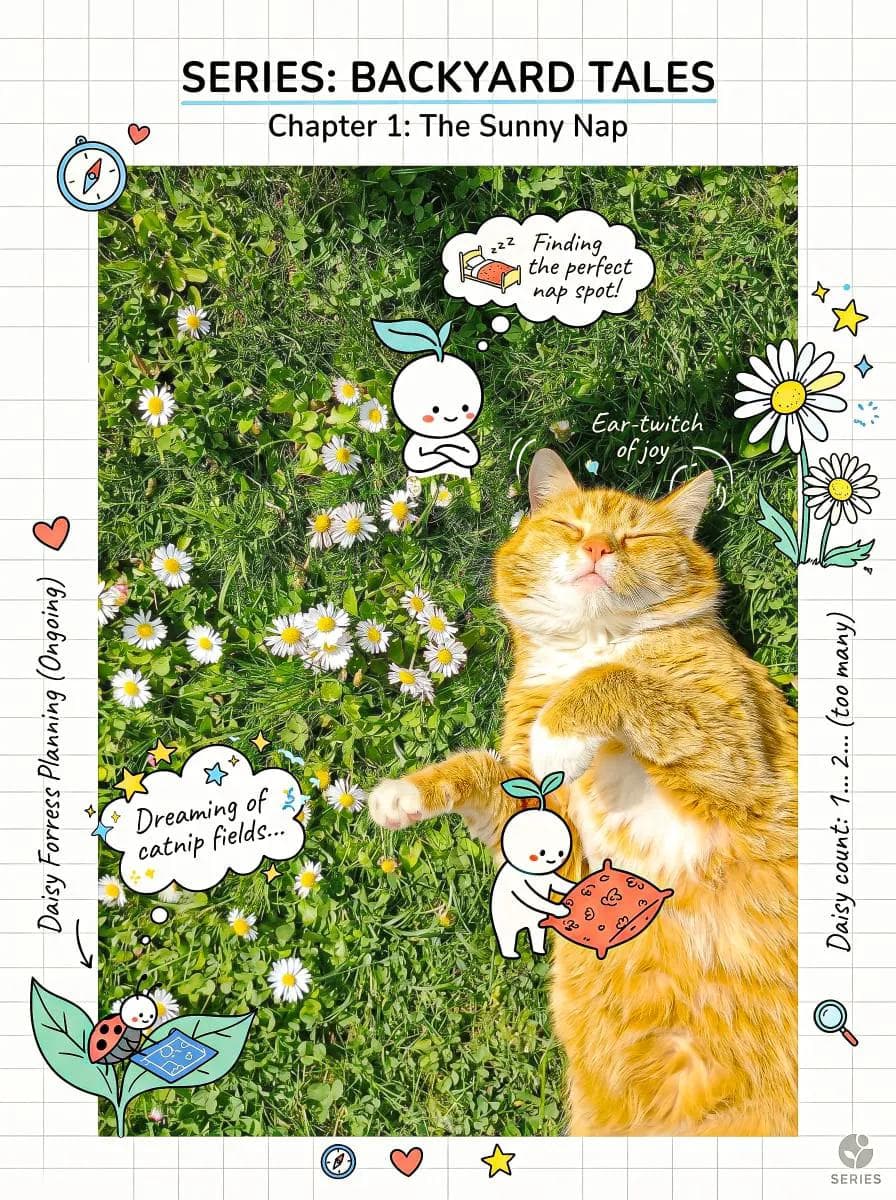 Create a cheerful, creative composition that blends a rea...
