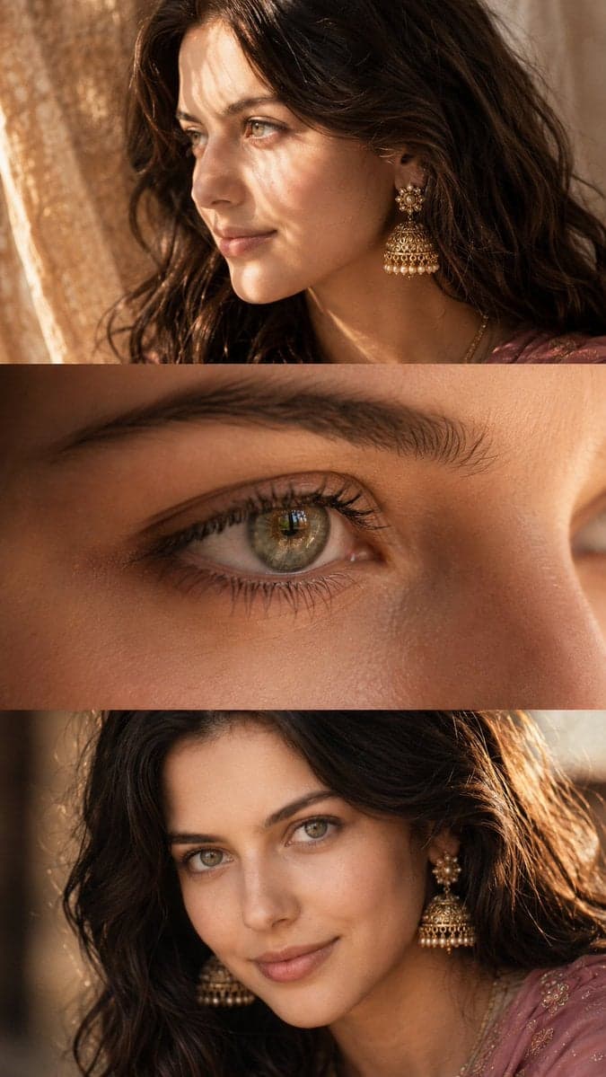Luxurious cinematic feminine beauty collage in three eleg...