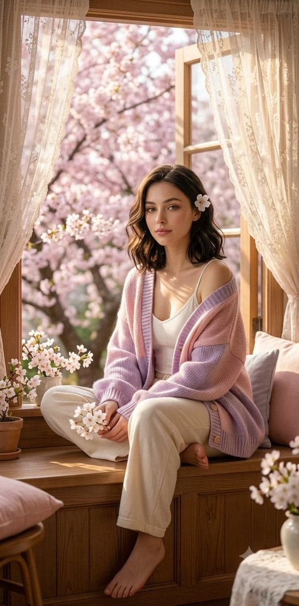 Ultra-realistic spring morning portrait of a beautiful yo...